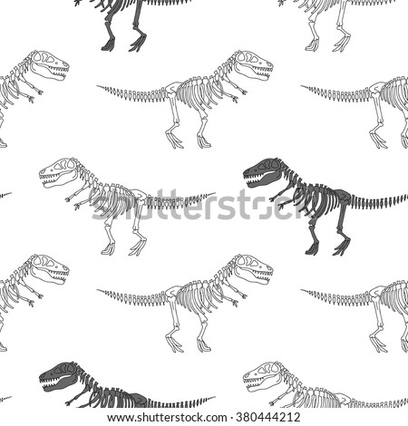 [[stock_photo]]: Skeleton Dinosaur Seamless Pattern Dino Bones Ornament Tyranno