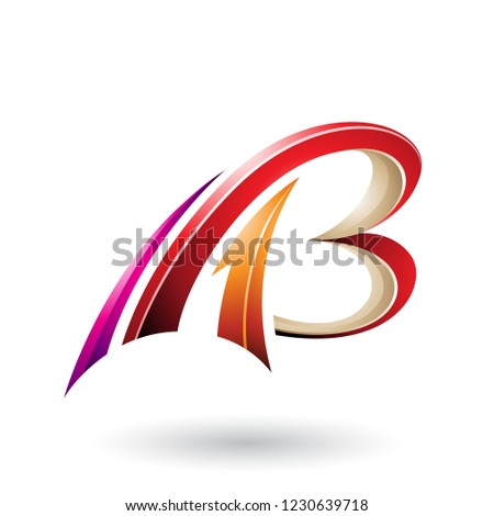 Foto stock: Red And Beige Flying Dynamic 3d Letters A And B Vector Illustrat