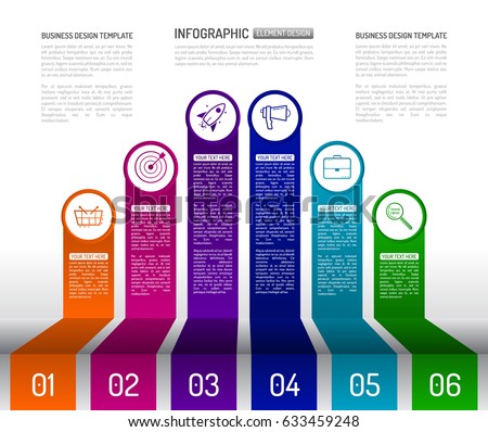 Foto d'archivio: Infographic Template 6 Colorful Options Stairs Infographic Design With Beautiful Colors Vector T