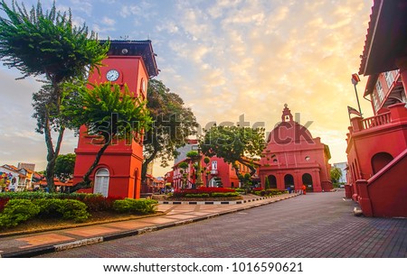 ストックフォト: Melaka Malacca Malaysia Square With Dutch Colonial Architecture