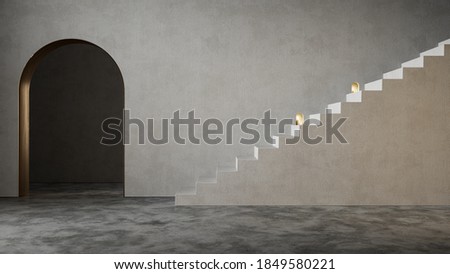 Foto stock: Arch Stair On Gray Floor