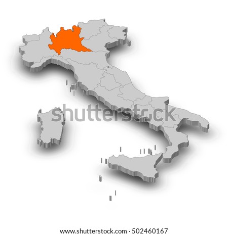 Map Of Italy Lombardy Highlighted Foto stock © Schwabenblitz