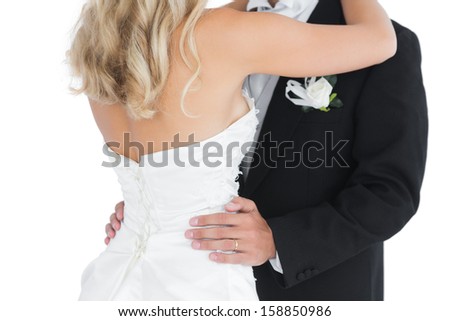 Foto stock: Celebration Classy Woman Dancing In Long Black Dress And Mask Vintage Style