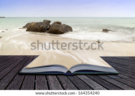 Stock photo: Creative Concept Pages Of Book Sennen Cove Beach Before Sunset I