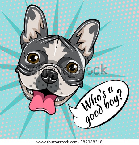 Vector Funny Cartoon Black Hipster Dog Labrador Retriever Stockfoto © Khabarushka