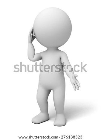 Foto stock: 3d White People With Mobile Phone And Sms