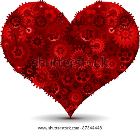 Red Heart Shape With Gears Inside Foto stock © hugolacasse