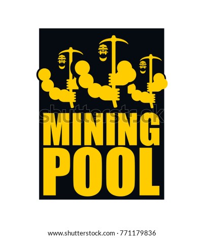 ストックフォト: Mining Pool Logo Extraction Of Bitcoin Crypto Currencies Worke