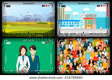 Stock photo: Different Scene Types With Photo Camera Viewfinder Marks Different Examples Of Photos