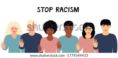 Zdjęcia stock: All Lives Matter A Group Of Multiethnic People Show Stop Gesture Protest Against Racism Violence