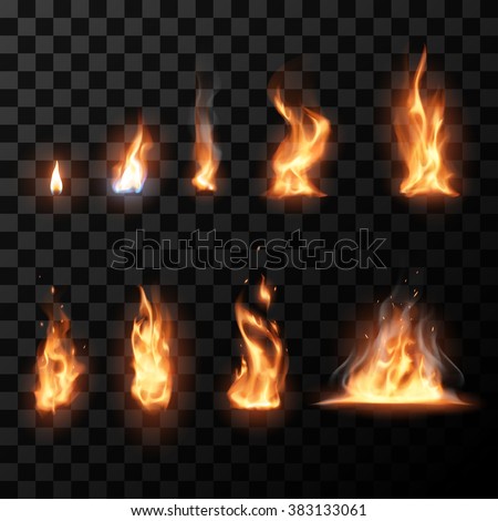 Stock photo: Fire Flames Set Icons