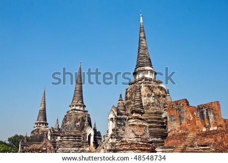 Foto d'archivio: Famous Temple Area Wat Phra Si Sanphet Royal Palace In Ajutthay