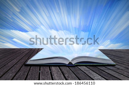 Foto stock: Book Concept Unique Abstract Time Lapse Stack Sunrise Landscape