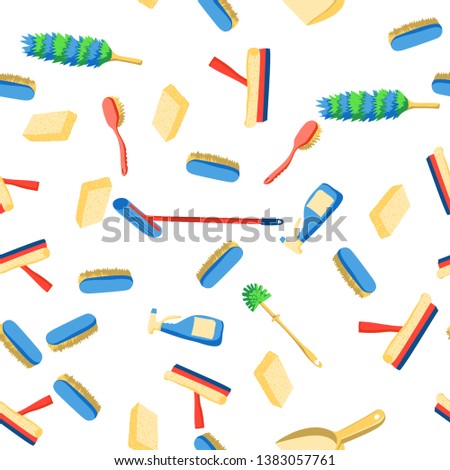 Foto stock: Cleaning Seamless Pattern Accessories Cleaner Background Brush