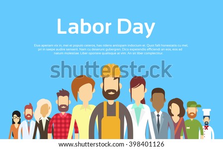 Stok fotoğraf: International Labor Day Vector People Group Different Occupation Set Isolated Cartoon Character Il