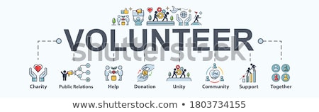 Stok fotoğraf: Volunteers Support Minimal Infographic Banner Vector