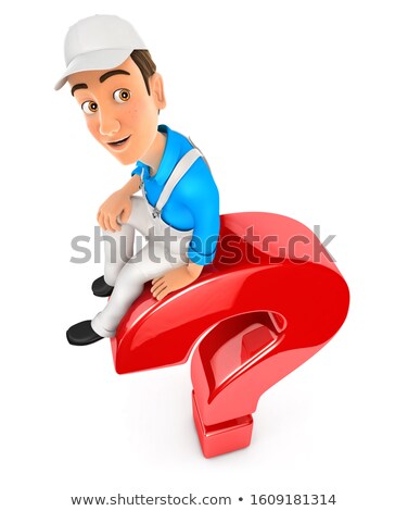 3d Painter Sitting On Top Of Question Mark Zdjęcia stock © 3dmask