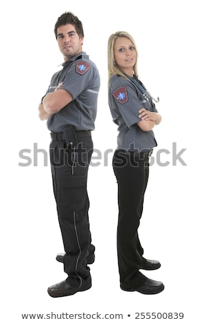 Сток-фото: Paramedic Employee In The Front Of A White Background