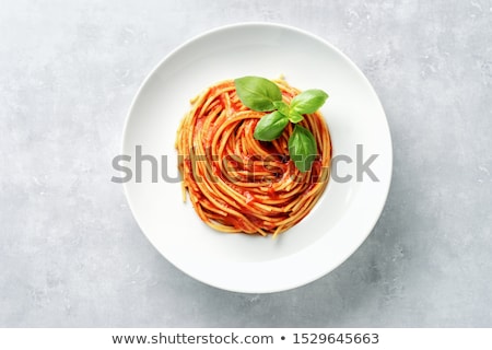 Stock foto: Asilikum · und · Tomaten · Spaghetti