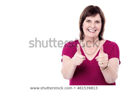 Stok fotoğraf: Pretty Lady Gesturing Double Thumbs Up