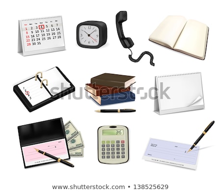 Pen Cheque Book Calculator And A Calendar Stock foto © allegro