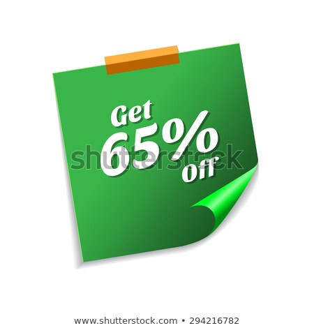 Foto stock: Get 65 Precent Off Green Sticky Notes Vector Icon