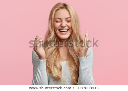 Foto stock: Young Pretty Blonde Hair Woman Happy Smiling Isolated On White Background Lifestyle People Concept