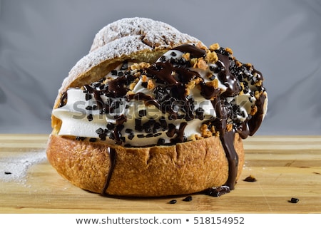 Foto stock: Chocolate Croissant With Ice Cream