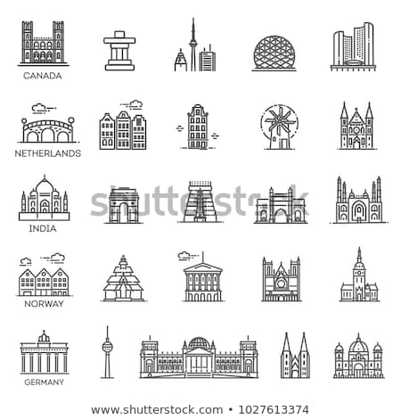 Foto stock: Famous Monuments And Buildings In Berlin - Vector Icon Set