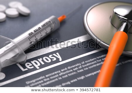 Foto stock: Leprosy - Printed Diagnosis On Grey Background