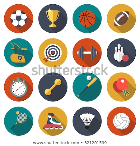 Stock fotó: Fitness Sport Items Icons Set Vector Illustration