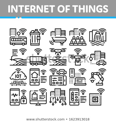 Foto stock: Drone Flying Items Icons Set Vector Illustration