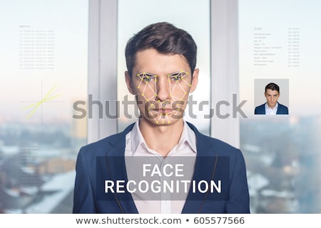 Foto stock: Recognition Of A Face By Layering A Mesh