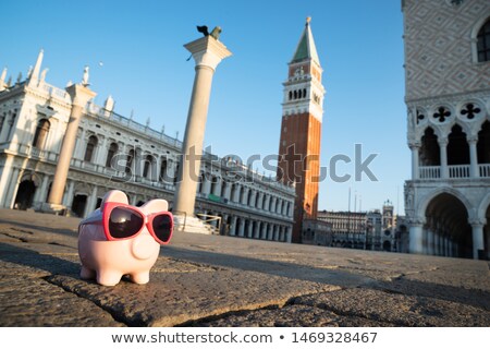 ストックフォト: Piggy Bank At Pizza San Macro In Venice Italy