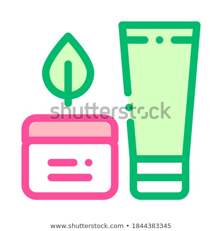 Stock fotó: Cream Container Tube Leaf Vector Thin Line Icon