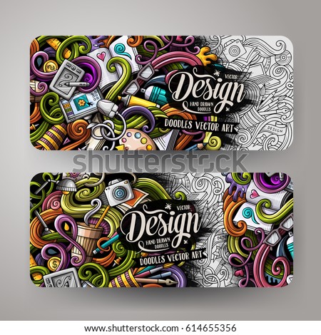 Foto stock: Designer Hand Drawn Doodle Banner Cartoon Detailed Flyer