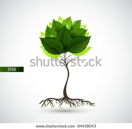 Zdjęcia stock: Abstract Tree With Root Tree With Lush Root And Leaves Corporate Branding Identity Design Template