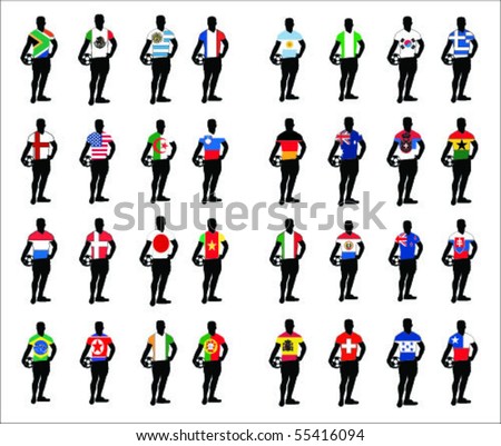 Foto stock: Uniforms Of National Flags Participating In World Cup In Rectangle Shape