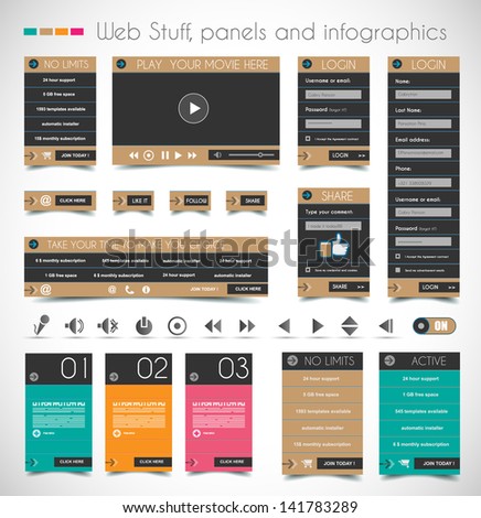 Stock fotó: Web Design Stuff Price Panels Login Forms Headers Footers Icons Infographic Panels And A Multi