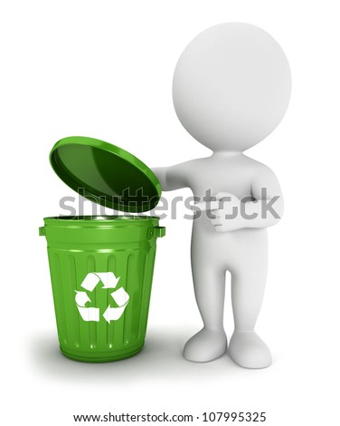 3d White People Recycle Trash Can Imagine de stoc © 3dmask