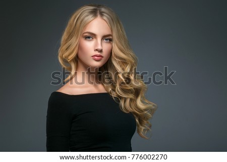 Сток-фото: Young Blonde Woman With Glamour Makeup And Hairstyle Waves Close Up Macro