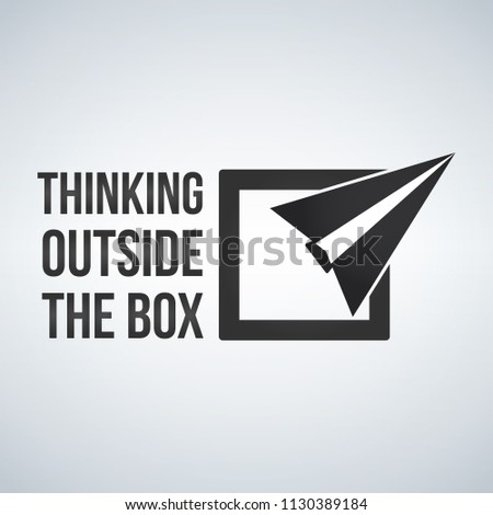 Stockfoto: Think Outside The Box Concept With Frame Plane Vector Illustration Isolated On White Background