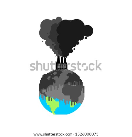 Stockfoto: Pollution Of Earth Plant And Smoke Black Planet Poisonous Was