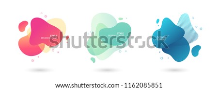 Zdjęcia stock: Abstract Flowing Liquid Elements Colorful Forms Dynamic Geometric Shapes Gradient Waves Vector B