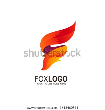 Stok fotoğraf: Fox Tail Fire Logo Logotype Alphabet Initial Letter Design Vector Art