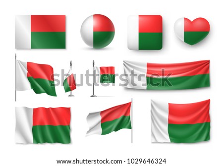 Zdjęcia stock: Vector Set Of The National Flag Of Madagascar In Various Creative Designs