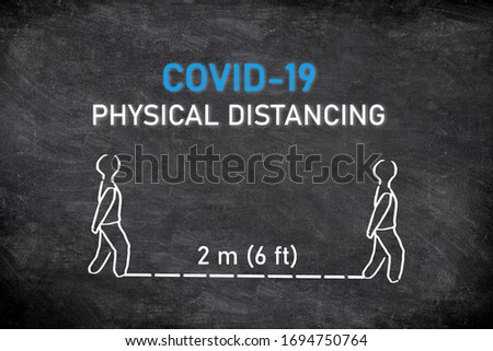 Covid 19 Physical Distancing Instruction Blackboard Illustration Maintain A Distance Of Two Meters Zdjęcia stock © Maridav