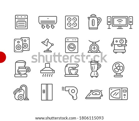 Household Appliances Icons Red Point Series - Vector Line Ico Foto stock © Palsur