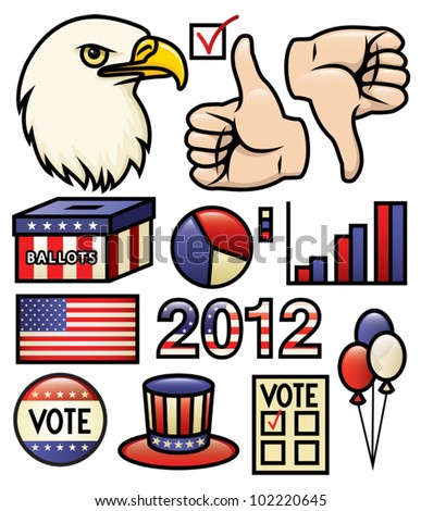 Foto stock: Vote Republican And Democrat With Uncle Sam Hat Buttons Illustra