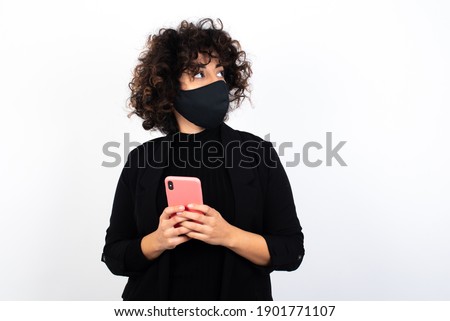 Stock fotó: Young Businesswoman Writing A Text Message Against A White Background
